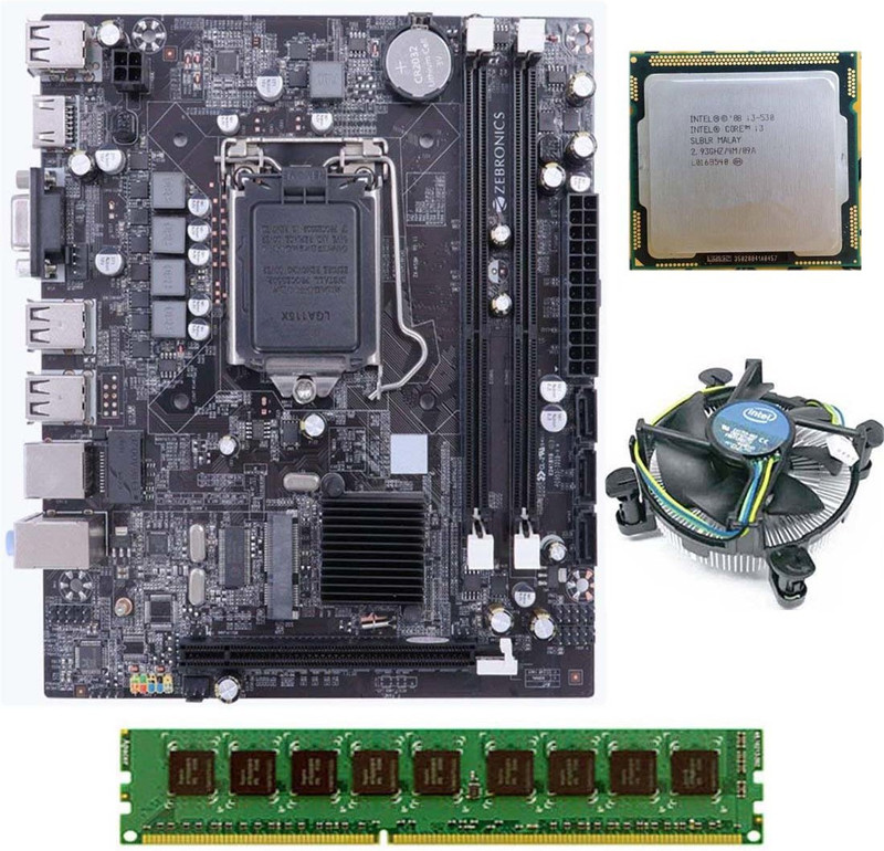 ZEBRONICS H55-COMBO-KIT-4GB LGA 1156Socket ATX Intel H55 Chipset DDR3 Motherboard for Desktop