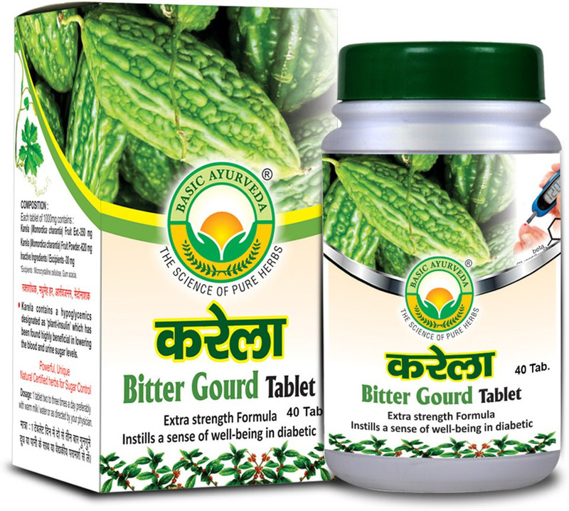 Basic Ayurveda Karela (Bitter Gourd) Tablet(Pack of 3, 120 Tablets)