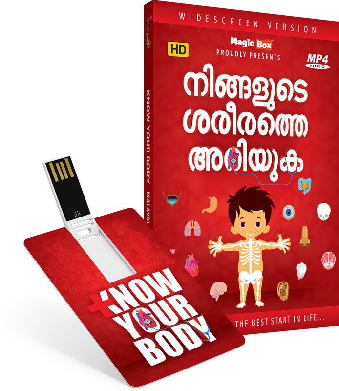 Inkmeo Movie Card - Know Your Body - English - Animated Videos to know the different parts of your body - 8GB USB Memory Stick - High Definition(HD) MP4 Video(USB Memory Stick)
