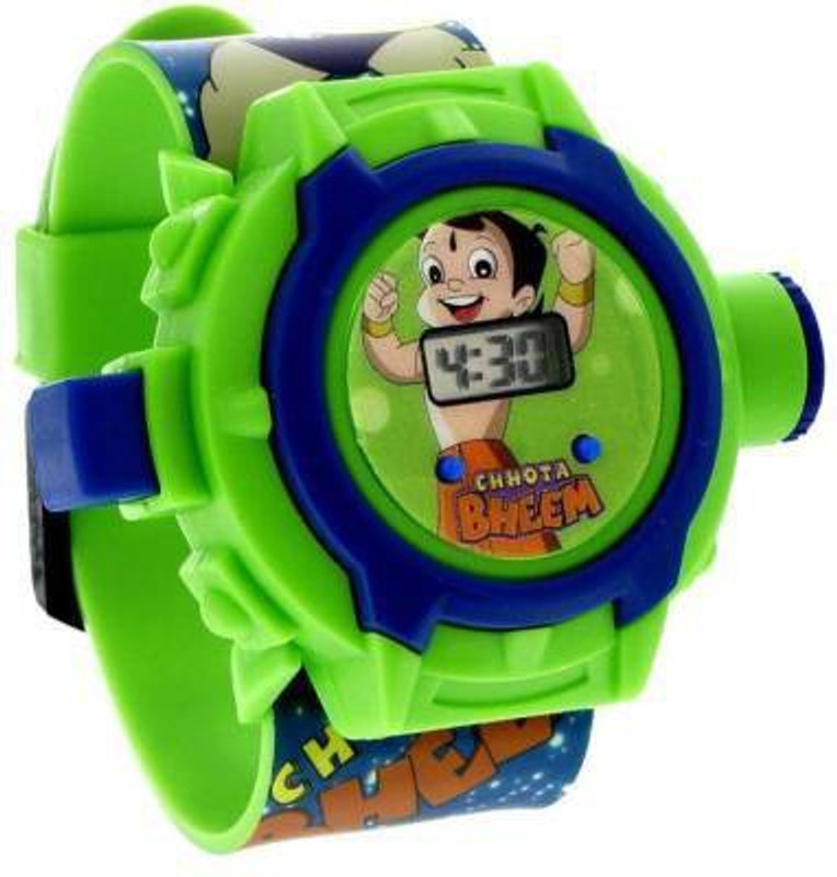 VARNA Chhota Bheem Automatic Digital Light 24 Images Chota Bheem Projector Wrist Led Watch for Kids Boys & Girls Diwali Gift Birthday Returned Gifts Entertainment toy & game Sports Digital Watch(Green)