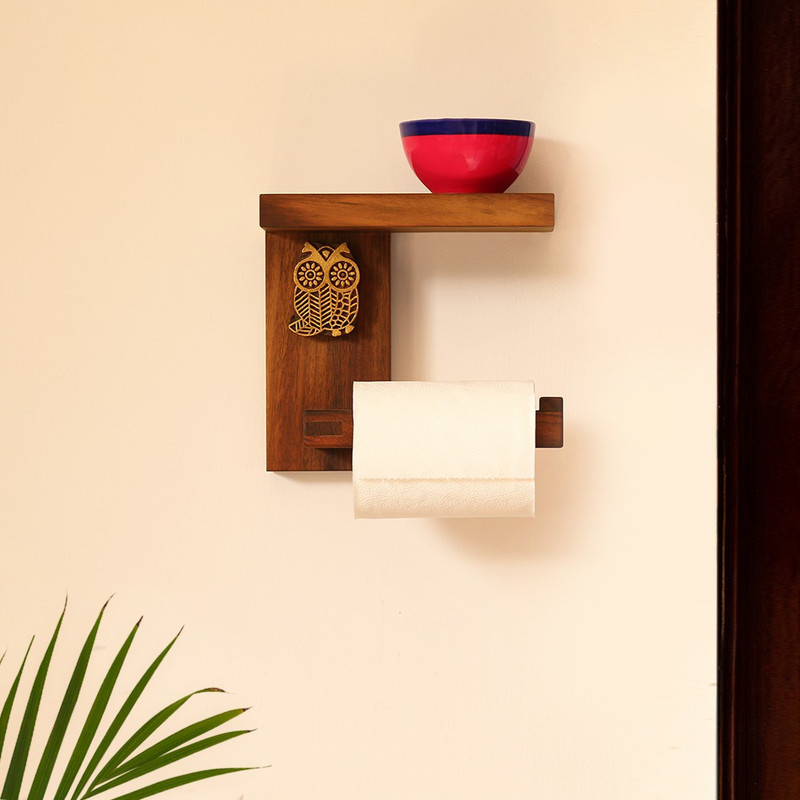 ExclusiveLane Hand Carved Decorative Sheesham Wood EL-022-065 Paper Dispenser