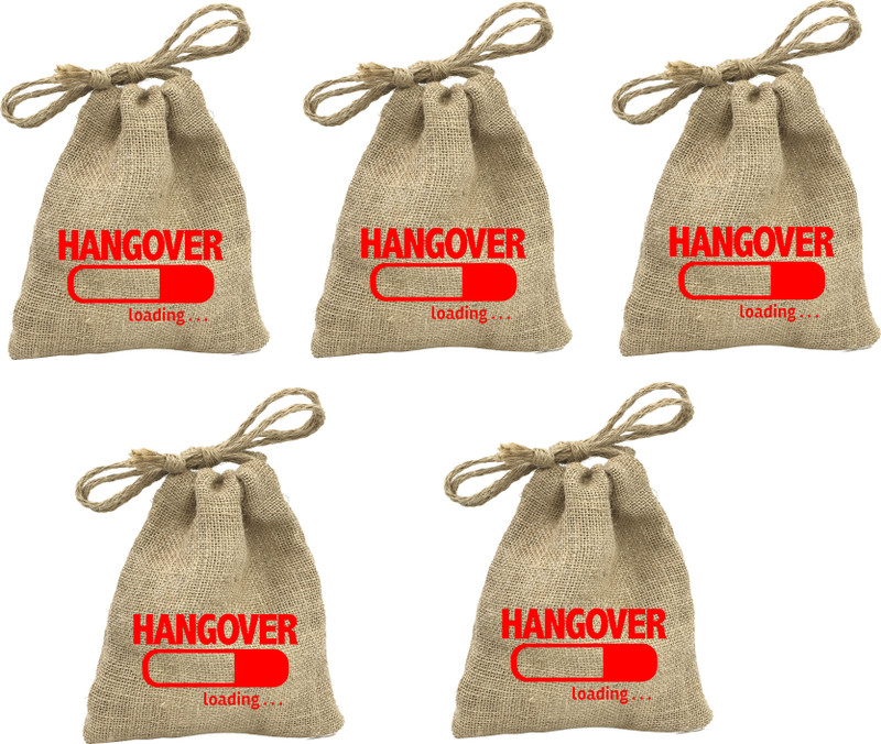 FUNCART Loading Hangover Kit/Pouch(Brown) (Set of 5)for Wedding/Party/Bachelor/Bachelorette/Special Occasion/Special Needs Potli