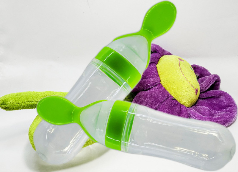 Onisha Squeeze Silicone Semi Liquid Food Feeder with Spoon  - Silicone(Multicolor)
