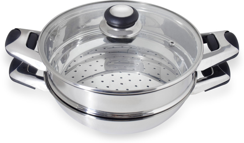 PRISTINE Stainless Steel Tri Ply Induction Bottom Multi Purpose Kadai and Stainless Steel Steamer(1.5 L)