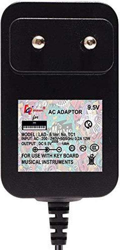 Darahs Replacement Casio DC 9.5V / 1 AMP Volt Mains Adapter For (SA-47,46,77,76) Select Casio Keyboards / Digital Piano / Synthesizers etc Worldwide Adaptor(Black)