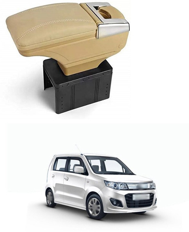 PRTEK  Stylish Car Armrest with Glass Holder & Ash Tray Beige & Chrome for all Cars (Universal) C147 Car Armrest(Maruti, WagonR)