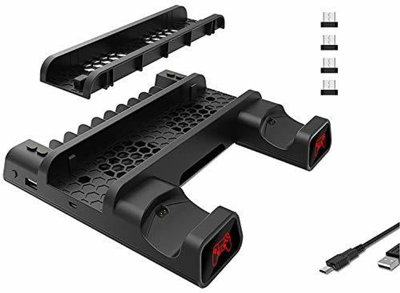Etzin TP4-19076 PS4 Slim Ps4 Pro Cooling Vertical Stand(EPL-373GA) 2 Fan Cooling Pad(Black)