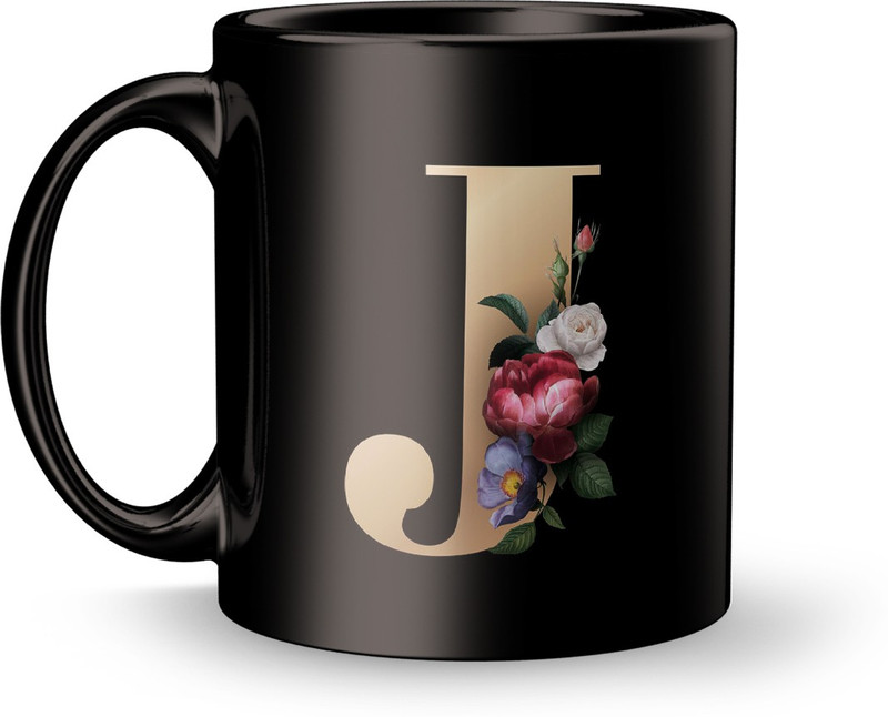 RADHKESHAVRANI (J) Letter Design Print Gift For Mother Friend. Ceramic Coffee Mug(310 ml)