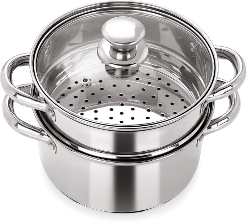 PRISTINE Multipurpose Induction Base 2 Tiers Steamer Stainless Steel Steamer(2 L)