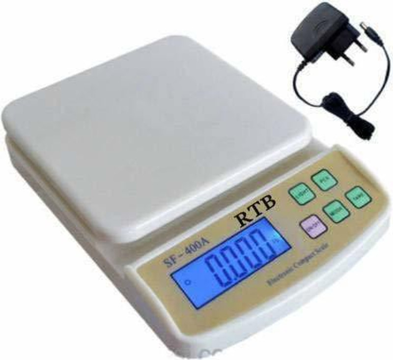 RTB Electronic Kitchen Digital Weighing Scale 10 Kg, Weight Machines for Kitchen, Weight Machine, Weight Scale Kitchen, Kitchen Weight Machine DigitaL(SF400a With Adaptor (WITH ADAPTOR) Weighing Scale(White)