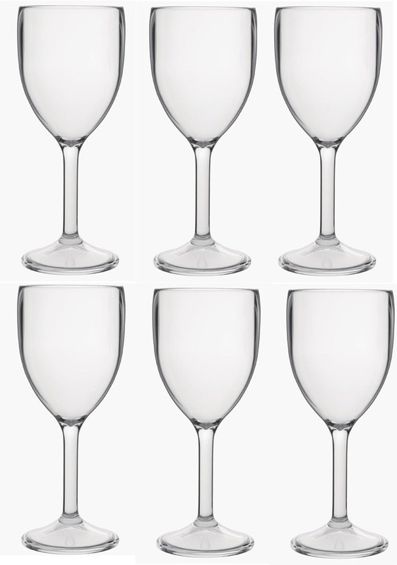 Everbuy (Pack of 6) Multi Purpose Unbreakable Drinking Wine Glass Set, ABS Polycarbonate Plastic,150 ml Capacity Each, Clear Glass (Made In India) Glass Set Wine Glass(150 ml, Plastic, Clear)