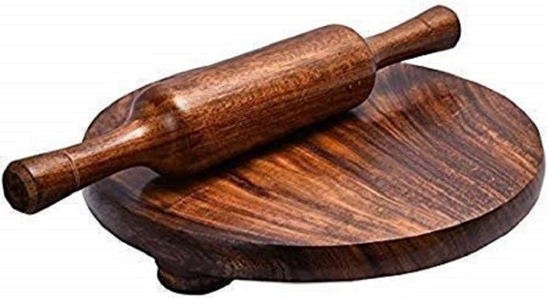 Fleurs De Rocaille Rolling Pin & Board(Brown, Pack of 2)