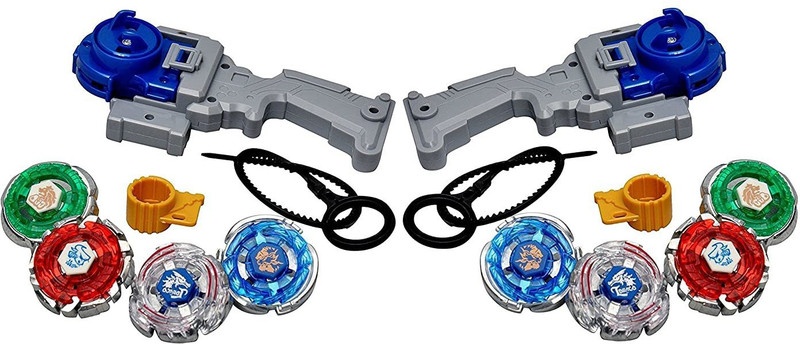 Qbik COMBO Plastic Pack of (4 in 1)X2 Bey blade Metal Fighter Set for Kids(Multi color)(Multicolor)