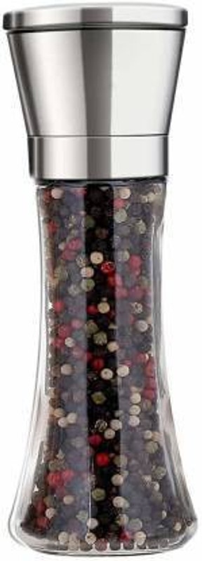 STARLIGHT SRUJAMI Glass, Steel Traditional Pepper Mill(Clear, Silver, Pack of 2)