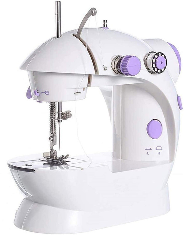 BETZILA 4 in 1 Portable & Compact Mini Sewing Machine, adapter and foot pedal Portable Dual Speed ​​Beginner Sewing Machine with Light Electric Sewing Machine 30 built-in stitches 100 SPM White