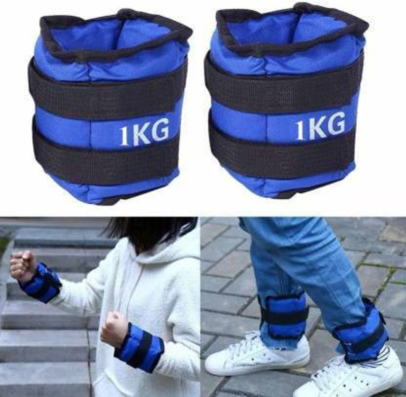 SBR Sports 1KG ANCLE WEIGHT SET(1KG+1KG=2KG) ANCLE/WRIST WEIGHT SET Blue Ankle & Wrist Weight(2 kg)