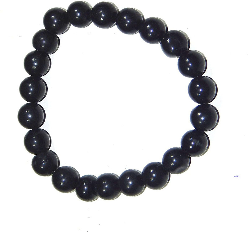 hoseki Natural Beautiful Black Tourmaline Bracelet stone Regular Round Crystal Stone(Black 1 Pieces)