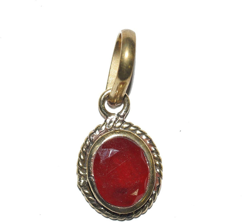 hoseki Ruby 4cts Cylone Pendant (Ashth Dhaatu) stone Regular Oval Crystal Stone(Multicolor 1 Pieces)