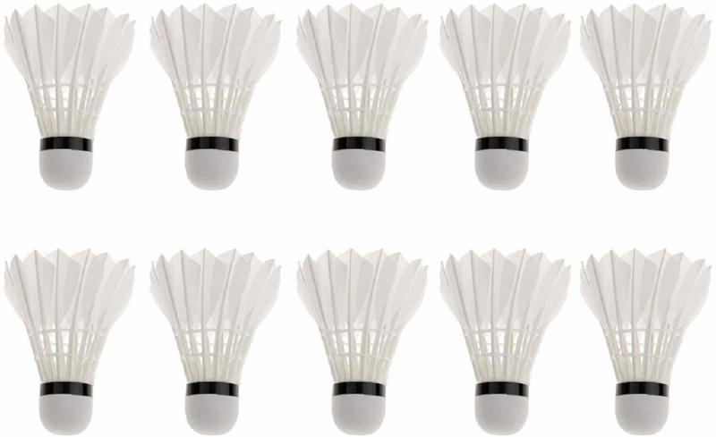 MEKKOKART 10pc BlueBell feather badminton shuttlecock Feather Shuttle  - White(Medium, 77, Pack of 10)