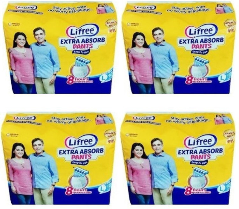 LIFREE Adult Pant style Diaper Size XL , 10 pcs pack for waist size 35-49 inches (Total 10 Pcs) Adult Diapers - XL(10 Pieces)
