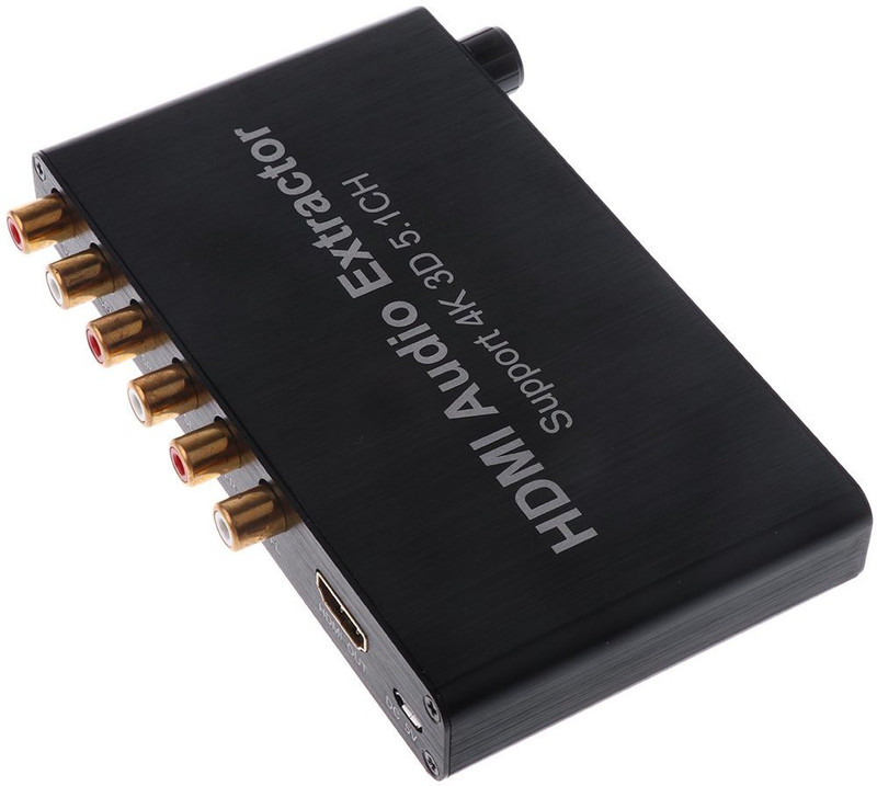 microware 5.1CH 4K 3D HDMI Audio Extractor Converter HDMI to HDMI Decoder Adapter Media Streaming Device(Black)