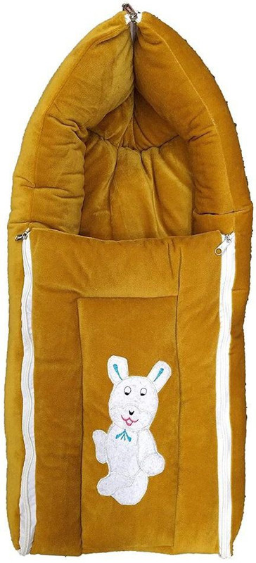 Mega Style New Born Baby Hooded 3 in 1 Premium Velvet Blanket Sleeping Bag & Bedcum (Brown) Sleeping Bag