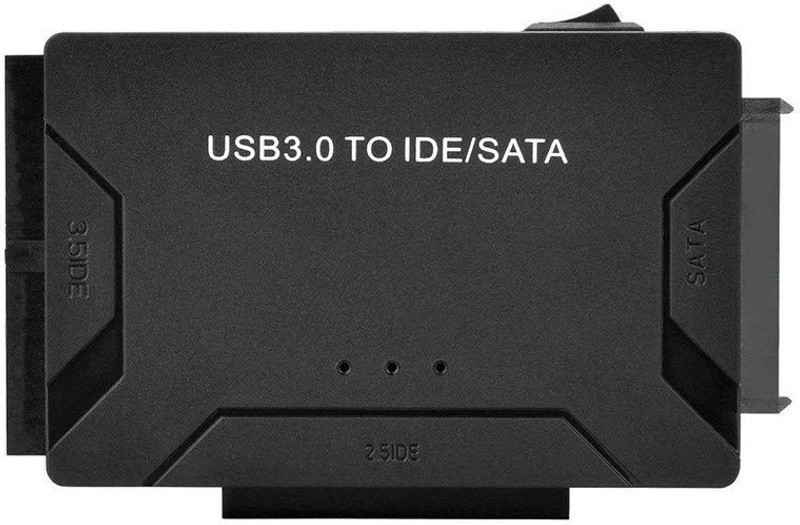 microware USB 3.0 to IDE SATA Converter, Hard Drive Reader for Universal 2.5/3.5 IDE Hard Drive & SATA HDD SSD, Support One Touch Backup and Max 18TB, with 12V 2A Power Adapter & USB A Cable 80cm USB Adapter(Black)