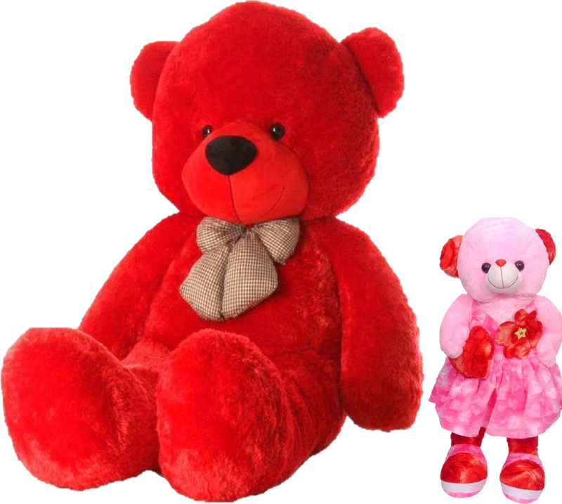 Macros Red, Mother Teddy Bear with Baby specially designed for girls & Gift. - 90 cm(Red)