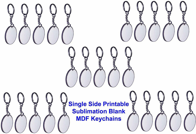 Yorkker Sublimation Blank Keychain Pack of 25 pcs Round Shape|Single Side MDF Printable with Sublimation Ink Only Key Chain
