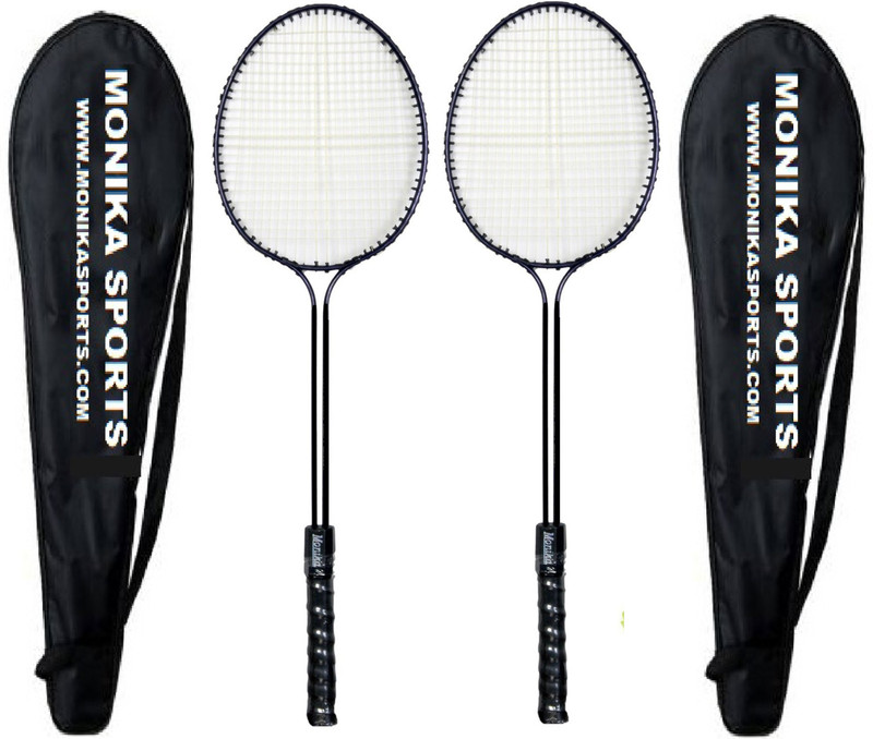 Monika Sports Practice Quality 2 Pc Double Shaft Racquet With 2 Covers Multicolor Strung Badminton Racquet(Pack of: 2, 110 g)
