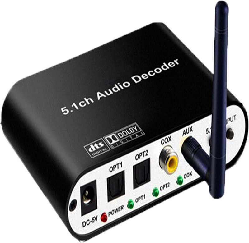 Tobo 5.1CH Audio Decoder Bluetooth 5.0 DAC Receiver Wireless Audio Adapter Optical Coaxial AUX Disk Playback DAC DTS AC3 FLAC. Media Streaming Device(Black)