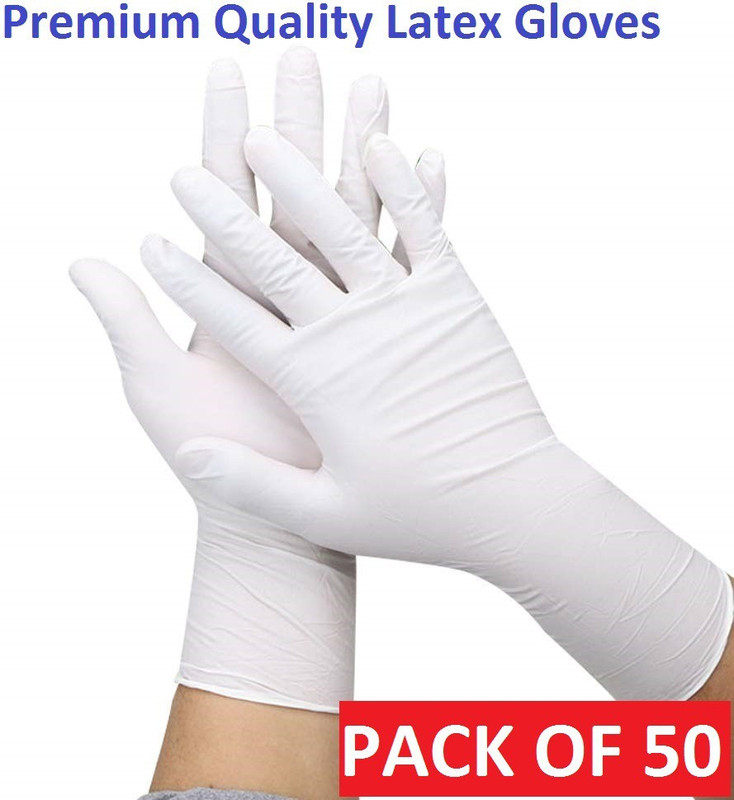 DM SPECIALLY FOR SPECIALIST - Premium Latex Gloves Hand Protection Rubber Examination Glove for Hospital, Clinic, Sanitary & Kitchen: ISO 9001:2015 Certified Latex Surgical Gloves(Pack of 50)