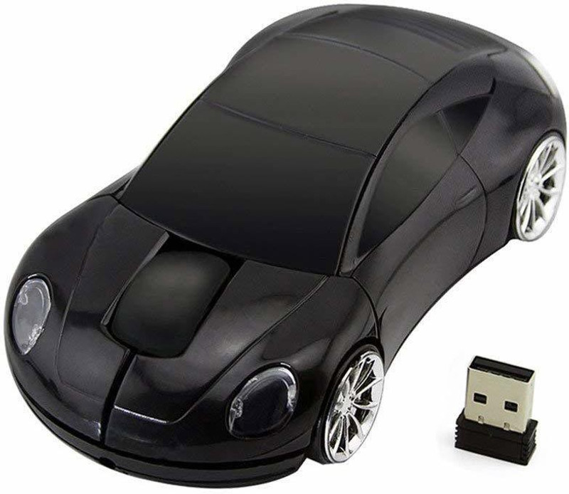microware New Fashion 2.4GHz Wireless car shape Mouse 1600 DPI Optical Gaming Mouse Mice for Computer Wireless Ambidextrous Optical  Gaming Mouse With Bluetooth(USB 2.0, Black)