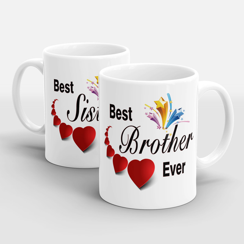 Sublikraft Best Sister & Best Brother Printed Ceramic Coffee Mug(330 ml, Pack of 2)