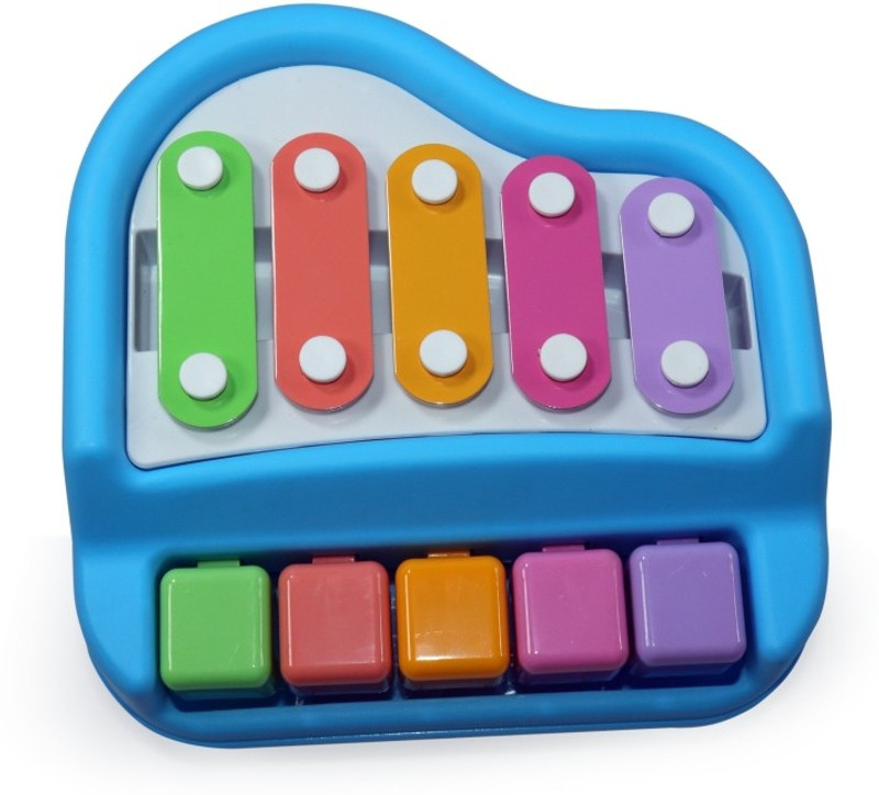 Tector 2 in 1 Mini Xylophone and Piano Toy with Colorful Keys for Toddlers(Blue)
