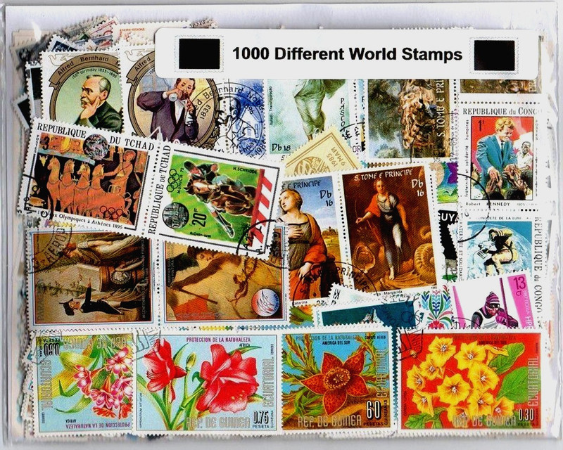 GOLD MINT 1000 Different India & World Postage stamps Pack Stamp Collection Starter Kit(1000 Stamps)