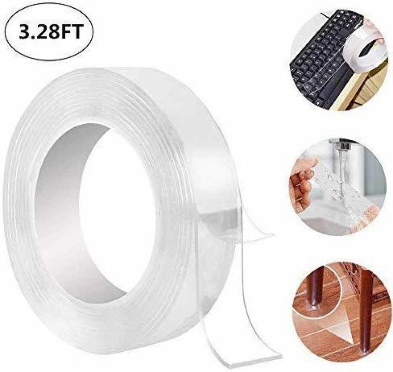 Double Sided Nano Adhesive Tape,Washable Traceless Nano Gel Tape,Stick to  Glass, Metal, Kitchen Cellphone