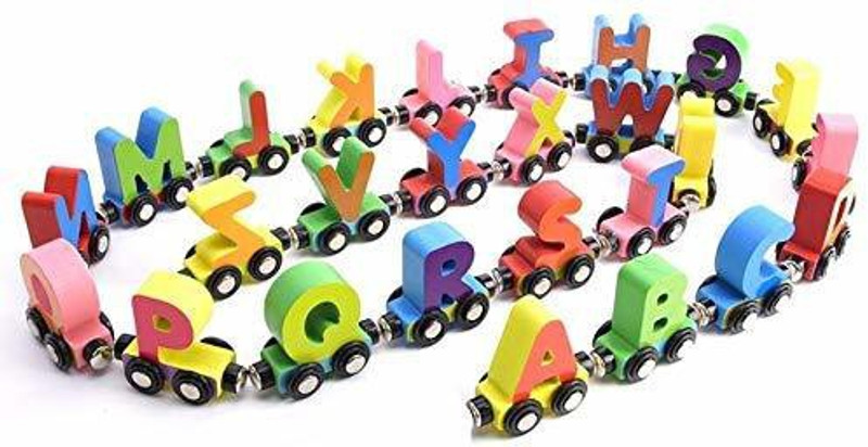 Globular Alphabet Wooden Train Magnetic Colorful Toy A to Z Train Model Vehicle Toys(Multicolor)