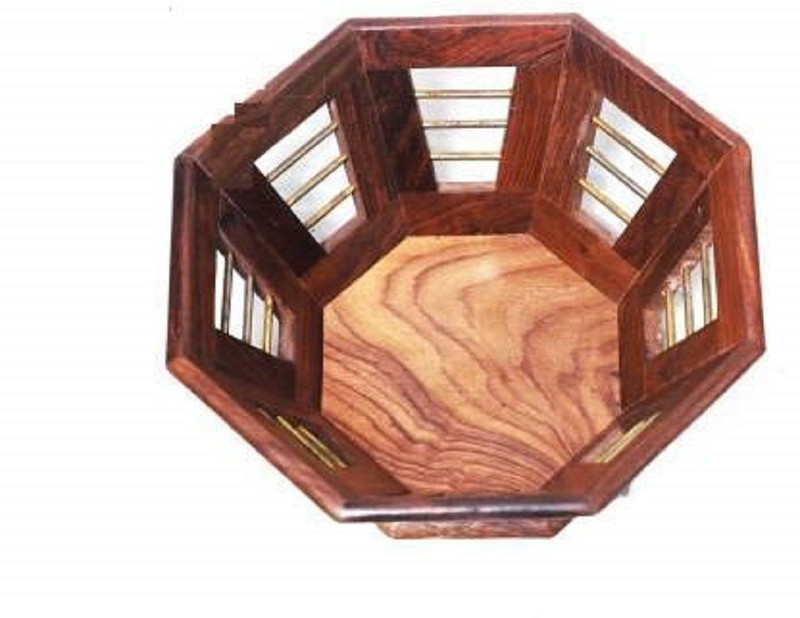 Fleurs De Rocaille Wooden Bread Basket(Brown)