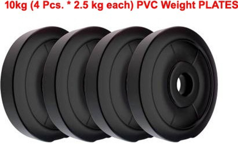 COGNANT FITNESS 10kg (4 * 2.5Kg) PVC Weight Plates Black Weight Plate(10 kg)