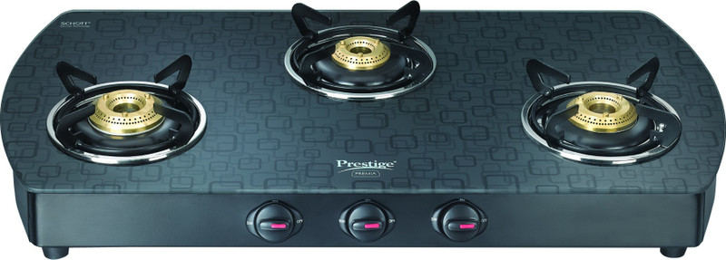 Prestige Premia Glass Manual Gas Stove(3 Burners)