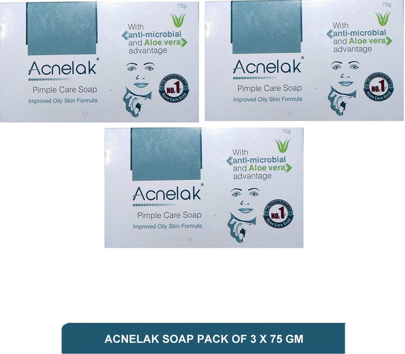 Acnelak pimple care soap - best soap for pimples(pack of 3)75g(3 x 75 g)