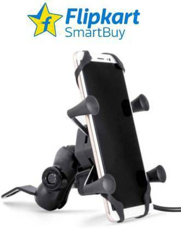 Flipkart SmartBuy Bike Multi Functional Mobile Holder with USB Charger Bike Mobile Holder(Black)