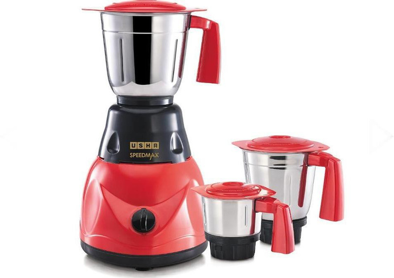 USHA SPEEDMAX 500 W Mixer Grinder(SP500M23 WITH 2YEAR COMPLETE 5YEAR MOTOR WARRANTY | 3 Jars | Red, Black)