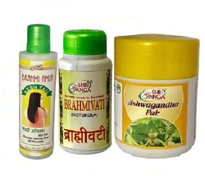 shriganga Depression Care Pack ( Brahmi amla oil -1 , Brahmi vati -1 , Ashwagandha pak -1 )(200)