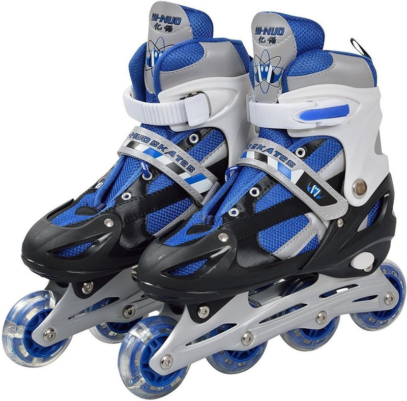 KAIZONE Inline Skates KZ101 Size 6 - 8 UK adjustable (BLUE) Fighter Speed Inline Skate Adjustable Inline Skate In-line Adults Size 6 UK - 9 UK(Adjustable, Advanced, Training, Beginner, Intermediate, Multicolor)