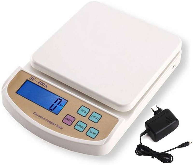 RTB Digital 10kg x 1g Kitchen Scale Balance Multi-purpose weight measuring machine with Adapter Kitchen Weighing Scale,Digital kitchen scale for home, bakery,cake etc. Weighing Scale(White)