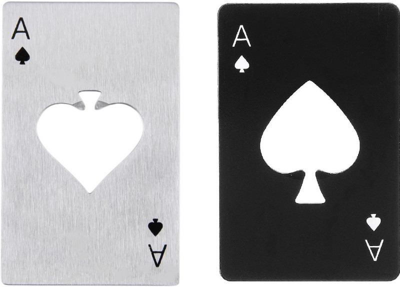PRO365 Casino Poker Bottle/Bar/Beer/Soda Steel Opener Card Size Black & White Opener Combo ace card bottle opener Bottle Opener Set(Pack of 2)