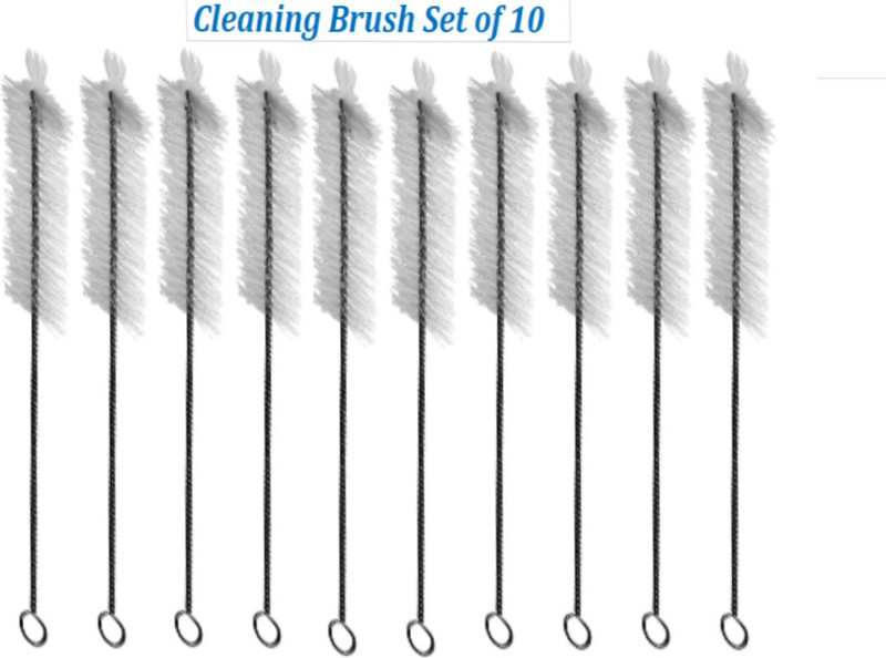 CRAZYGOL Cup Nylon Test Tube Drinking Pipe Brush (White)- 10- Pieces (Silver)(White, Silver)