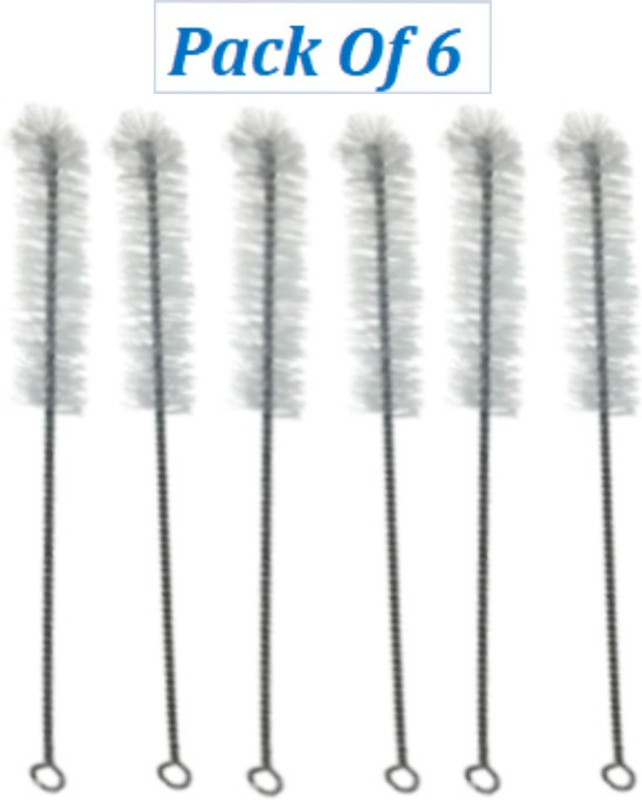 CRAZYGOL Nylon Test Tube Drinking Pipe Brush (White)- 6- Pieces  (Silver)(White, Silver)